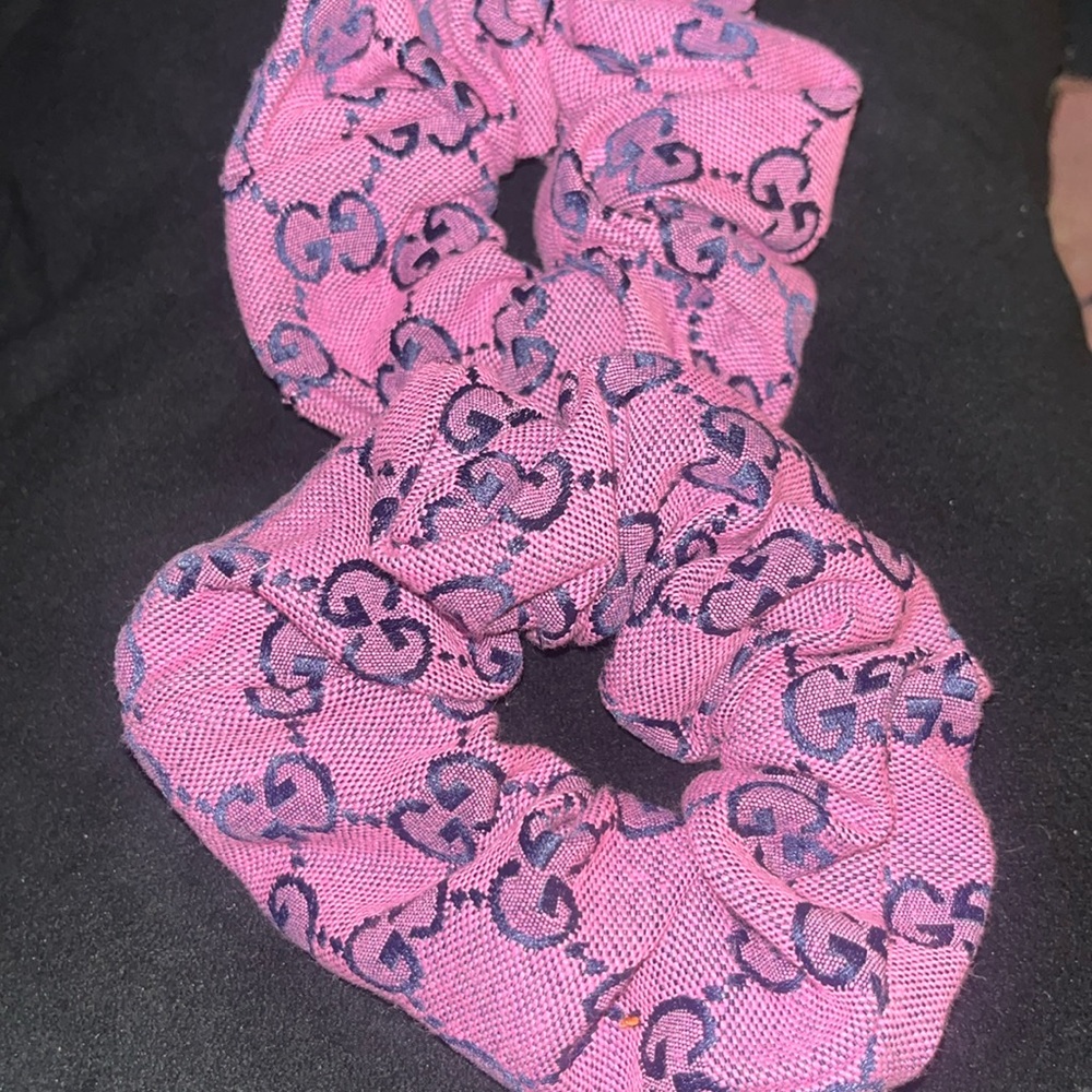 Pink Patterned Hair Scrunchie